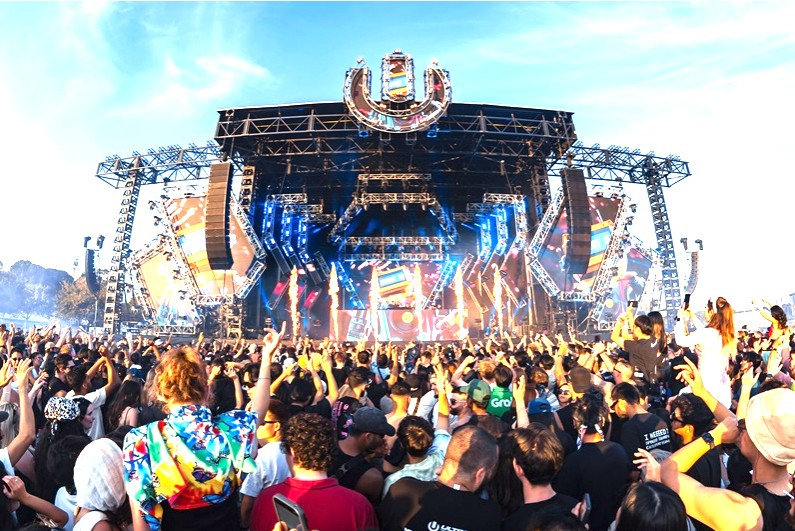 Electronic music stages and crowds at Ultra New Zealand 2026 Wellington Waterfront